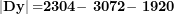 \[ \left| \mathbf{Dy} \right|\mathbf{=}\mathbf{2304}\mathbf{-}\mathbf{\ }\mathbf{3072}\mathbf{-}\mathbf{\ }\mathbf{1920}\  \]