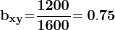 \[ \(\mathbf{b}_{\mathbf{xy}}\mathbf{=}\frac{\mathbf{1200}}{\mathbf{1600}}\mathbf{= 0.75}\ \]