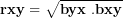 \[ \mathbf{\ rxy = \ }\sqrt{\mathbf{byx\ .bxy}}\ \]