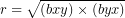 \[ r = \sqrt{(bxy) \times (byx)}\  \]