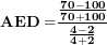 \[ \mathbf{AED =}\frac{\frac{\mathbf{70 - 100}}{\mathbf{70 + 100}}}{\frac{\mathbf{4 - 2}}{\mathbf{4 + 2}}}\ \]