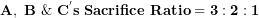 \[  \mathbf{A,\ B\ \&\ }\mathbf{C}^{\mathbf{'}}\mathbf{s\ Sacrifice\ Ratio = 3:2:1}\ \]