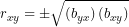 \[ r_{xy} = \pm \sqrt{\left( b_{yx} \right)\left( b_{xy} \right)}\ \]