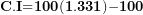 \[ \mathbf{C}\mathbf{.}\mathbf{I}\mathbf{=}\mathbf{100}\mathbf{(}\mathbf{1}\mathbf{.}\mathbf{331}\mathbf{)}\mathbf{-}\mathbf{100}\  \]