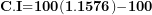 \[ \mathbf{C}\mathbf{.}\mathbf{I}\mathbf{=}\mathbf{100}\mathbf{(}\mathbf{1}\mathbf{.}\mathbf{1576}\mathbf{)}\mathbf{-}\mathbf{100}\  \]
