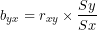 \[ b_{yx}=r_{xy}\times\frac{Sy}{Sx} \]