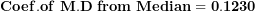 \[ \mathbf{Coef.of\ M.D\ from\ Median = 0.1230}\ \]