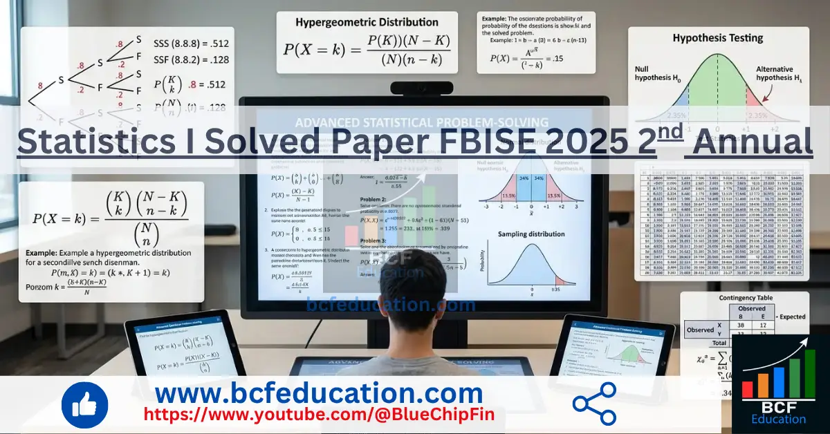 Statistics I Solved Paper 2025 2nd Annual FBISE - bcfeducation