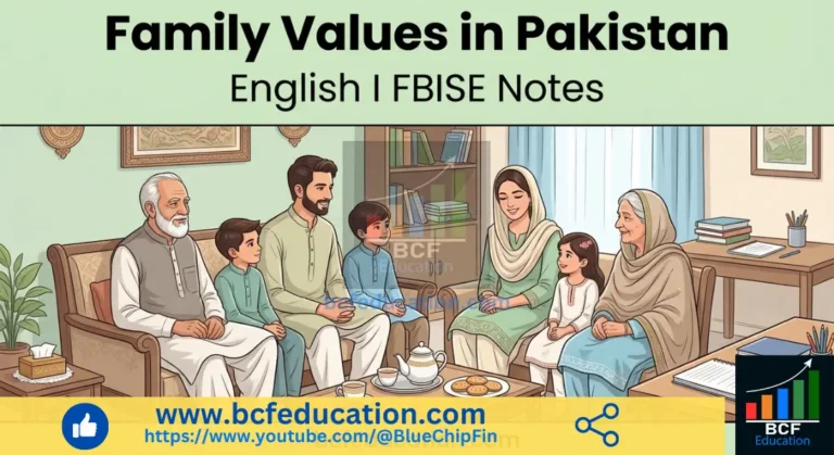 English Lesson 1 Family Values in Pakistan English I FBISE