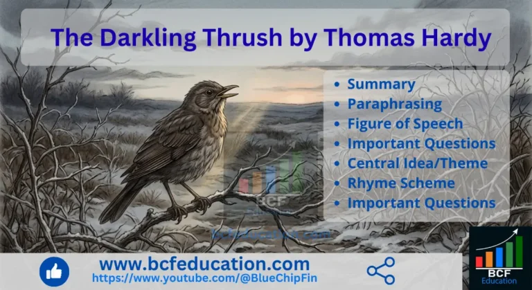 The Darkling Thrush by Thomas Hardy Summary Paraphrasing and Figure of Speech